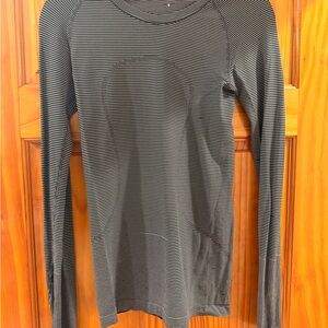 Lululemon Striped Long Sleeve Crew Neck Top - Black & White